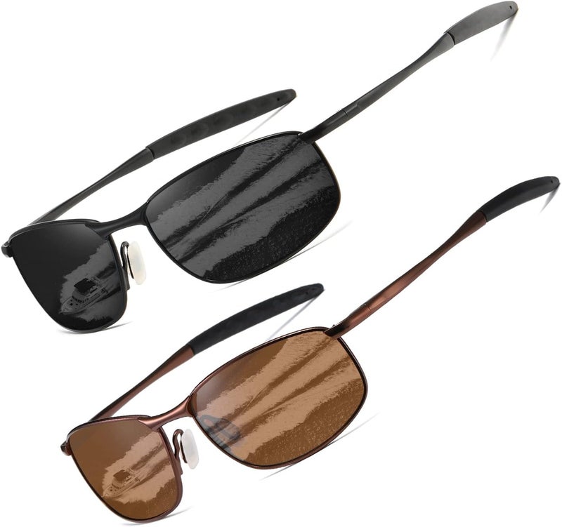 AEVOGUE Polarized Sunglasses For Men Rectangle Metal Frame Retro Sun Glasses AE0395 - Image 1